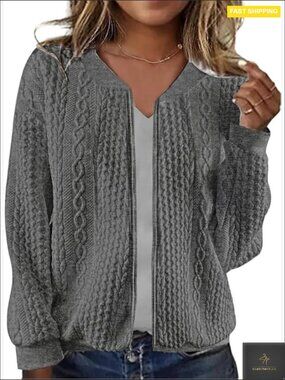 Zip Up Sweatshirt Jacket Stand Collar Hoodless Casual Coat with Pockets